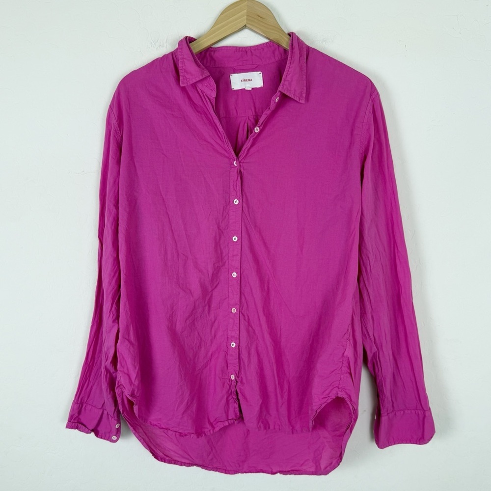 Xirena Beau Cotton Poplin Long Sleeve Button Down Shirt Magenta Pink - Picture 3 of 10